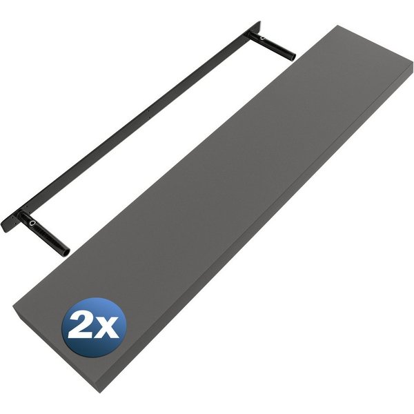 Casaria Wandregal, Grau Hängeregal mit Halterung 15kg Tragkraft Küche Matt 110cm
