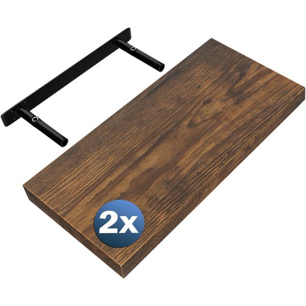 Casaria Wandregal, Dunkle Eiche Hängeregal mit Halterung 15kg Tragkraft Wohnzimmer 50cm