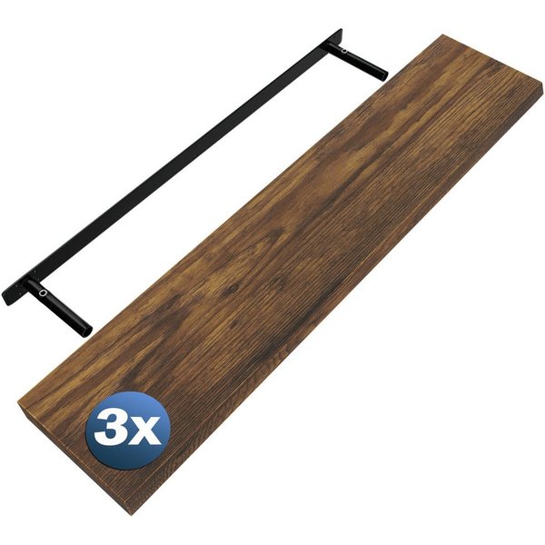 Casaria Wandregal Schweberegal, Dunkle Eiche Hängeregal mit Halterung 15kg Tragkraft Wohnzimmer 110cm