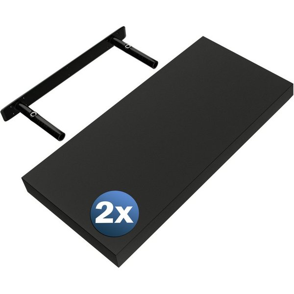 Casaria Wandregal, Schwarz Hängeregal mit Halterung 15kg Tragkraft Küche Matt 50cm