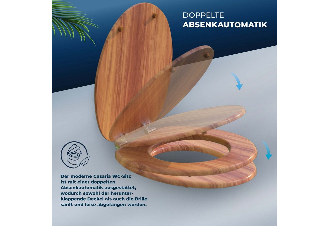 Casaria WC-Sitz, Doppelte Absenkautomatik MDF Holz hygienisch Toilettensitz Klobrille – Bild 4 von 5