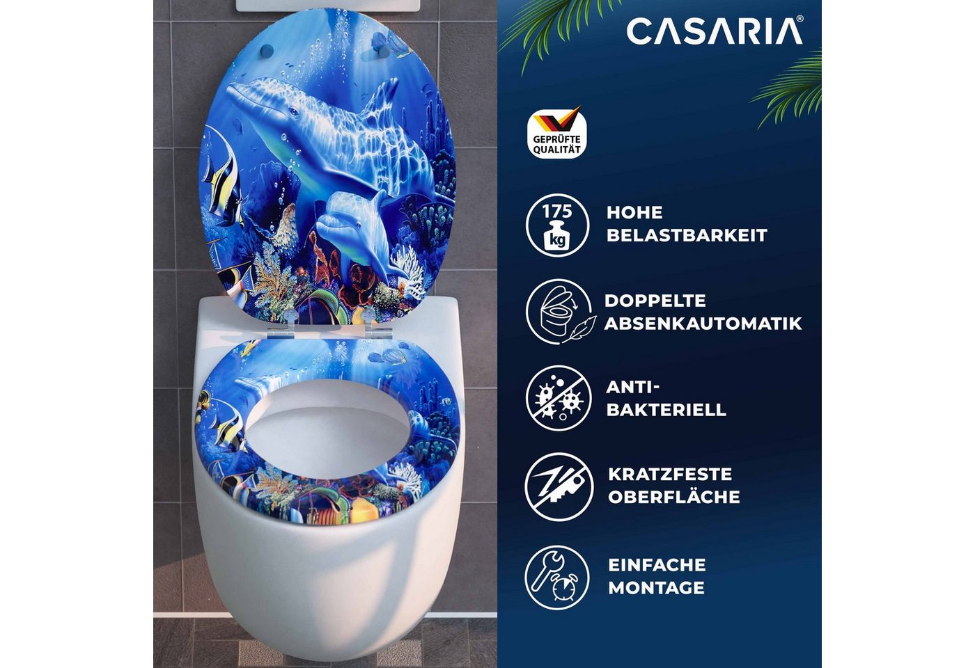 Casaria WC-Sitz, Doppelte Absenkautomatik MDF Holz hygienisch Toilettensitz Klobrille – Bild 2 von 5