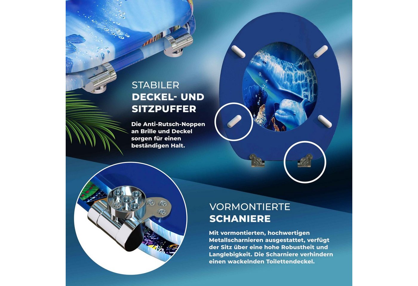 Casaria WC-Sitz, Doppelte Absenkautomatik MDF Holz hygienisch Toilettensitz Klobrille – Bild 5 von 5