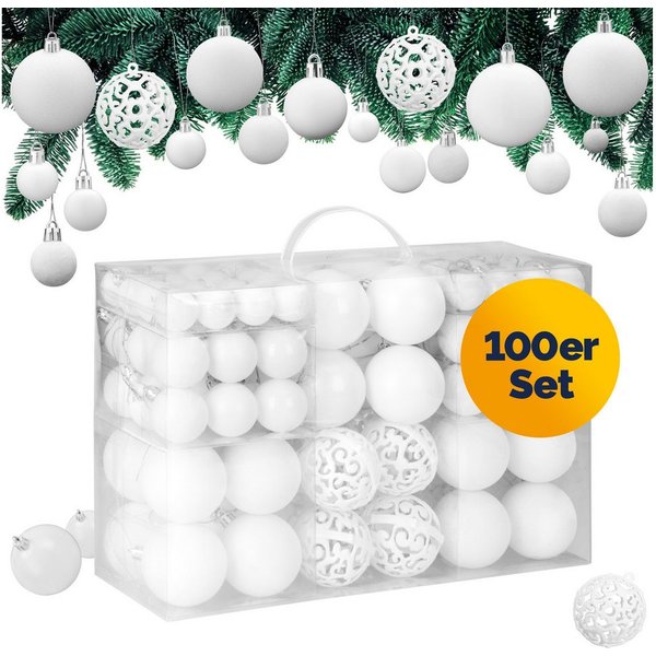 Casaria Weihnachtsbaumkugel (100 St), Weihnachtskugeln 100er Set Weihnachtsdeko matt glänzend glitzer
