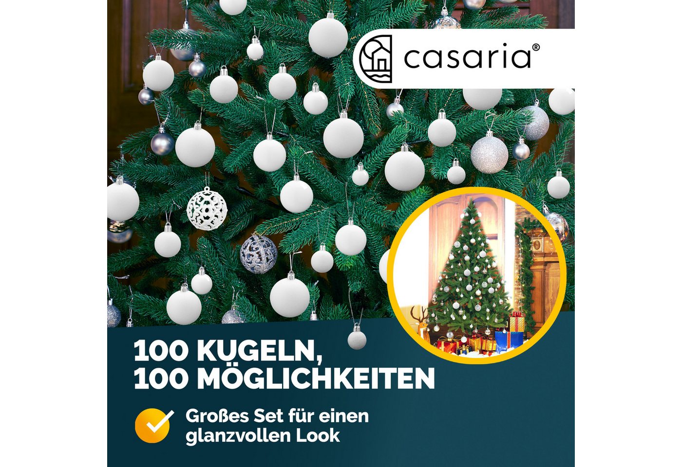 Casaria Weihnachtsbaumkugel (100 St), Weihnachtskugeln 100er Set Weihnachtsdeko matt glänzend glitzer – Bild 2 von 5