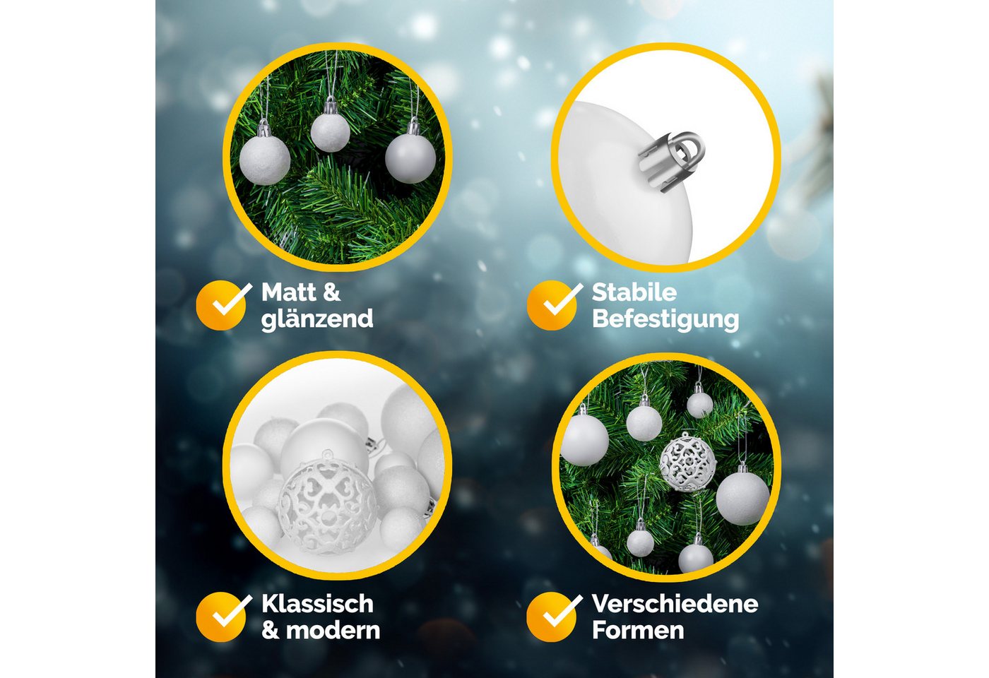 Casaria Weihnachtsbaumkugel (100 St), Weihnachtskugeln 100er Set Weihnachtsdeko matt glänzend glitzer – Bild 5 von 5