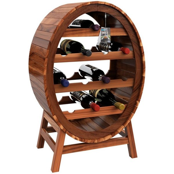 Casaria Weinregal Weinfass, für 12 Flaschen Akazie Holz Massiv Fass Stehend 90x50x30cm Rustikal