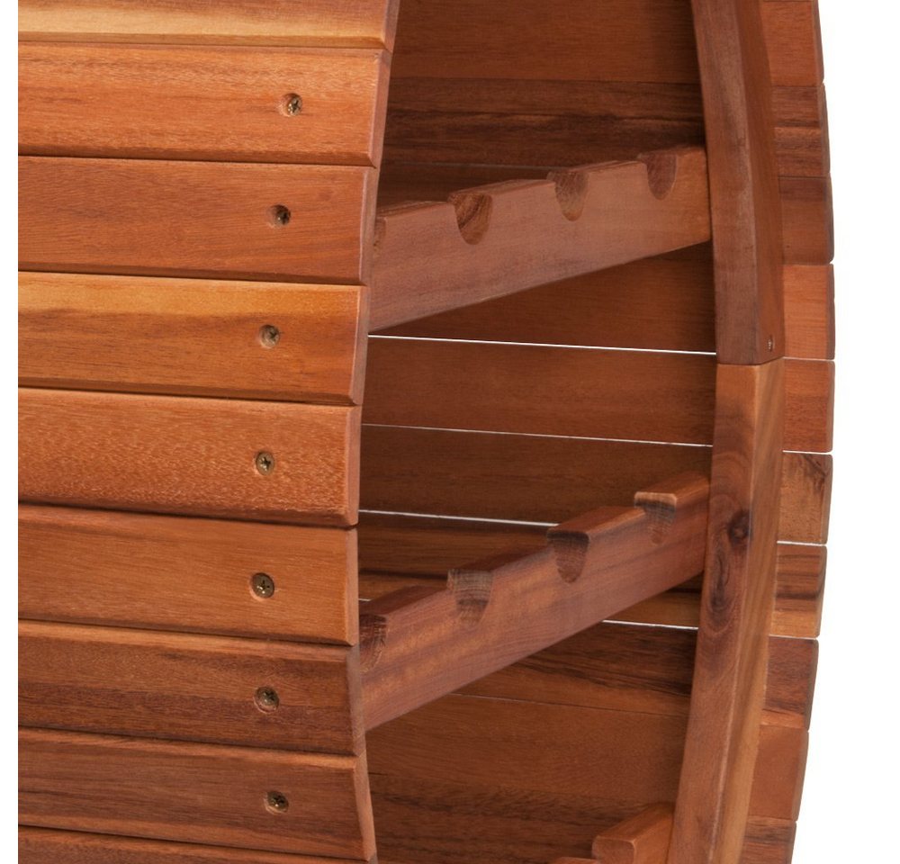 Casaria Weinregal Weinfass, für 12 Flaschen Akazie Holz Massiv Fass Stehend 90x50x30cm Rustikal – Bild 5 von 5