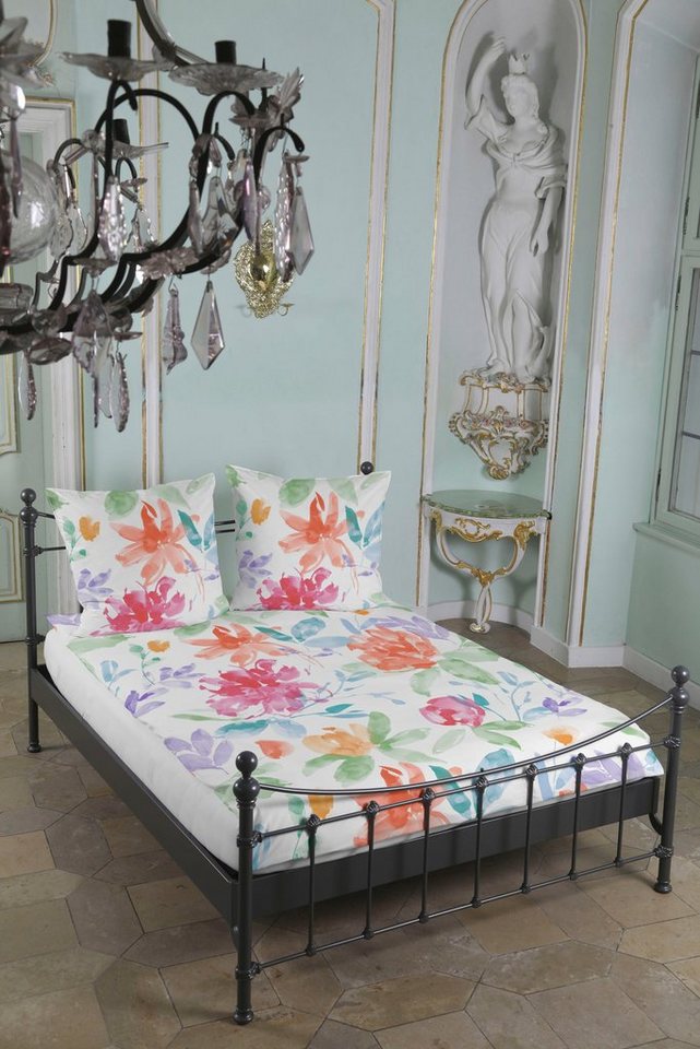 CASATEX Bettwäsche Florina, Satin, 2 teilig, farbenfrohes Blütendesign – Bild 2 von 4