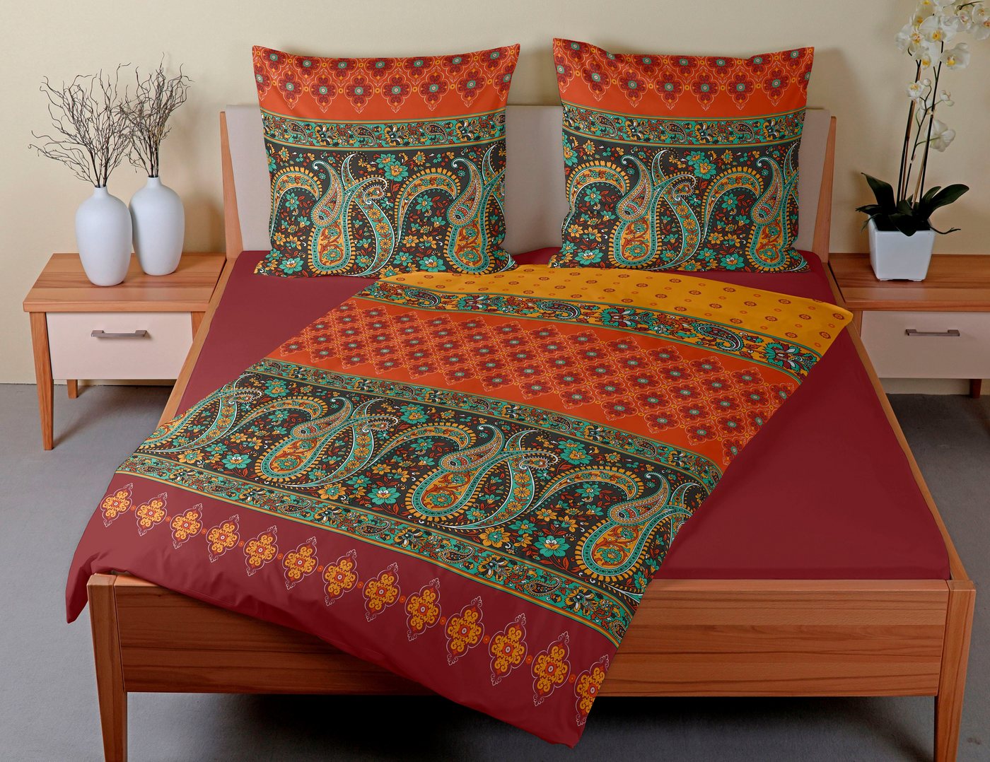 CASATEX Bettwäsche Murillo, Biber, 2 teilig, paisley, orientalisch, indisch – Bild 2 von 4