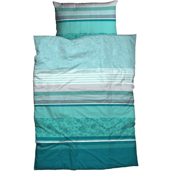 CASATEX Bettwäsche Teri, Satin, 2 teilig, zarte Blüten und Streifen, frische, elegante Farben