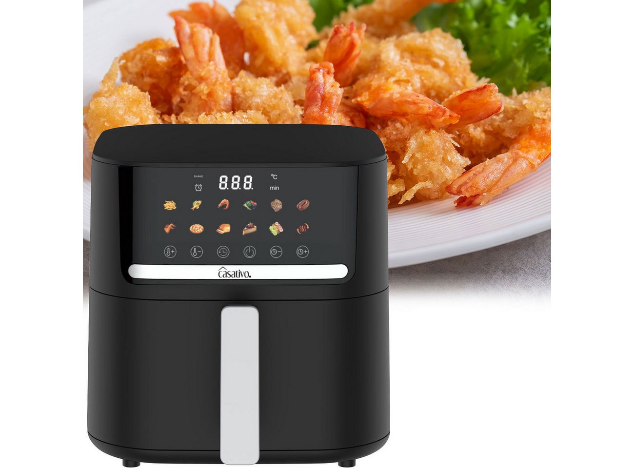 Casativo Heißluftfritteuse CH9693, 1600 W, Energiesparend, 11 Programme, 6,5L Volumen, LED-Touch-Display – Bild 2 von 5