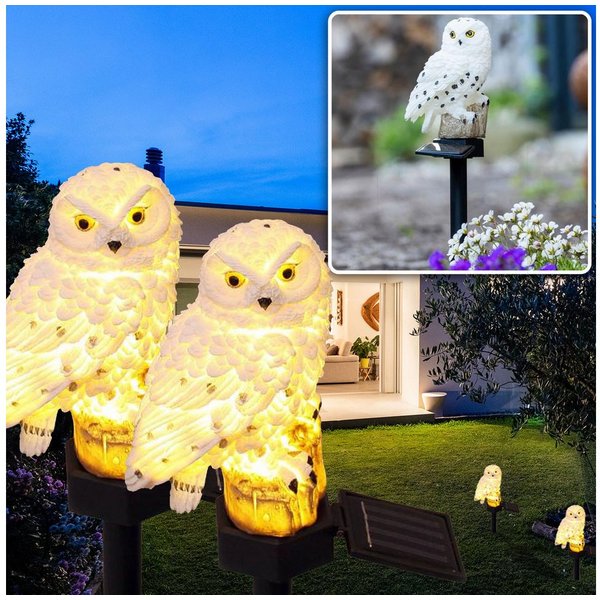 Casativo LED Solarleuchte LED Solar-Eule wetterfest – Gartenleuchte mit Dämmerungssensor, ntegrierter Akku
