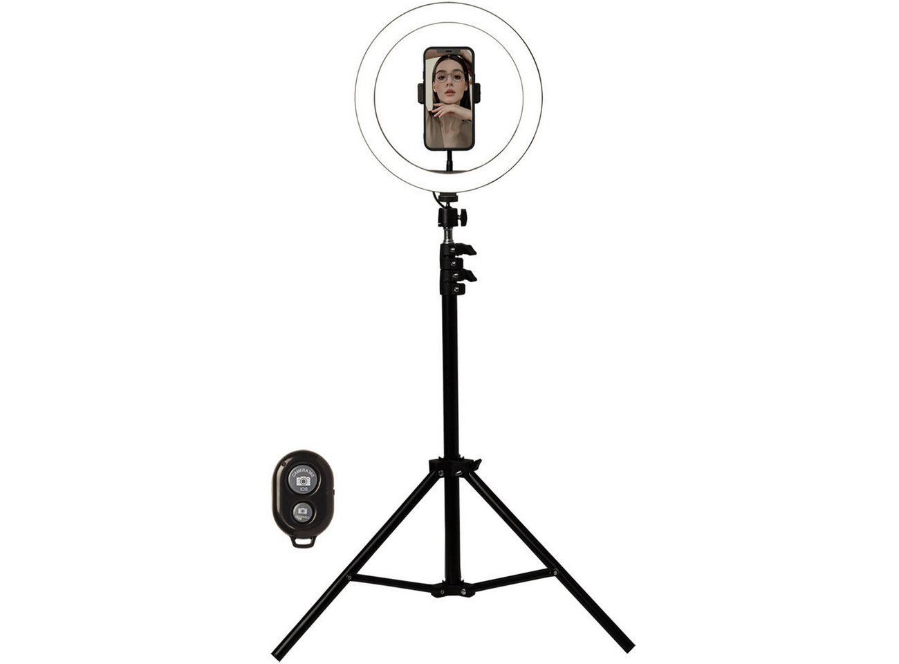 Casativo Professionelles LED-Ringlicht, Stativ-Ständer und Smartphone-Halterung Studio-Blitzgerät, (Fernauslöser, Ø 10" / 25 cm, App) – Bild 5 von 5