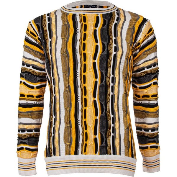 Cascallo Strickpullover Marcello - Gestrickter Luxus Designer Rundhals-Pullover Regular Fit (1-tlg) 3D Optik