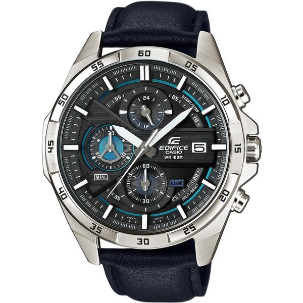 CASIO EDIFICE Chronograph EFR-556L-1AVUEF, Quarzuhr, Armbanduhr, Herrenuhr, Stoppfunktion, Datum, Lederarmband