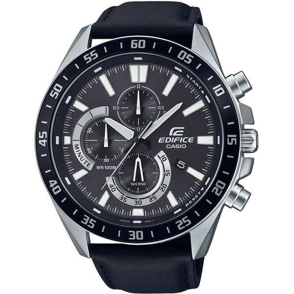 CASIO EDIFICE Chronograph EFV-620L-1AVUEF, Quarzuhr, Armbanduhr, Herrenuhr, Lederarmband,Datum, Lederband