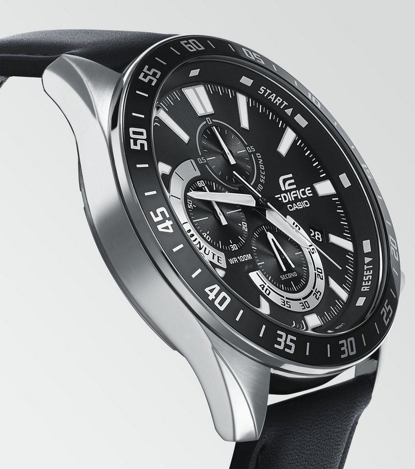 CASIO EDIFICE Chronograph EFV-620L-1AVUEF, Quarzuhr, Armbanduhr, Herrenuhr, Lederarmband,Datum, Lederband – Bild 2 von 4