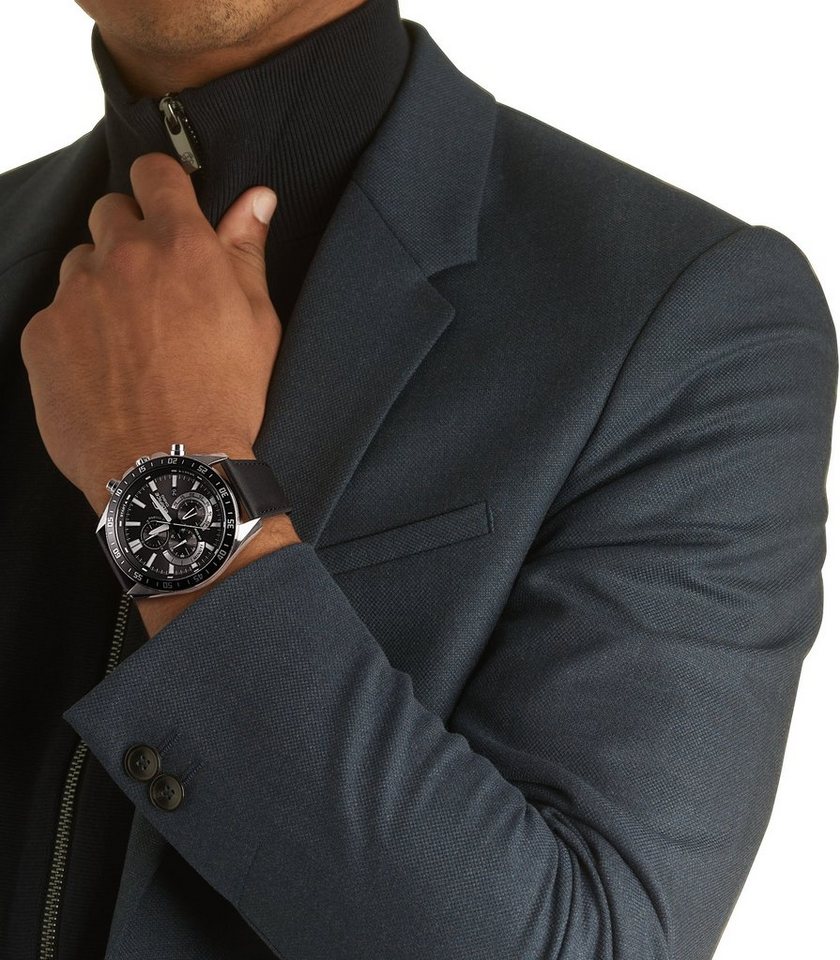 CASIO EDIFICE Chronograph EFV-620L-1AVUEF, Quarzuhr, Armbanduhr, Herrenuhr, Lederarmband,Datum, Lederband – Bild 4 von 4