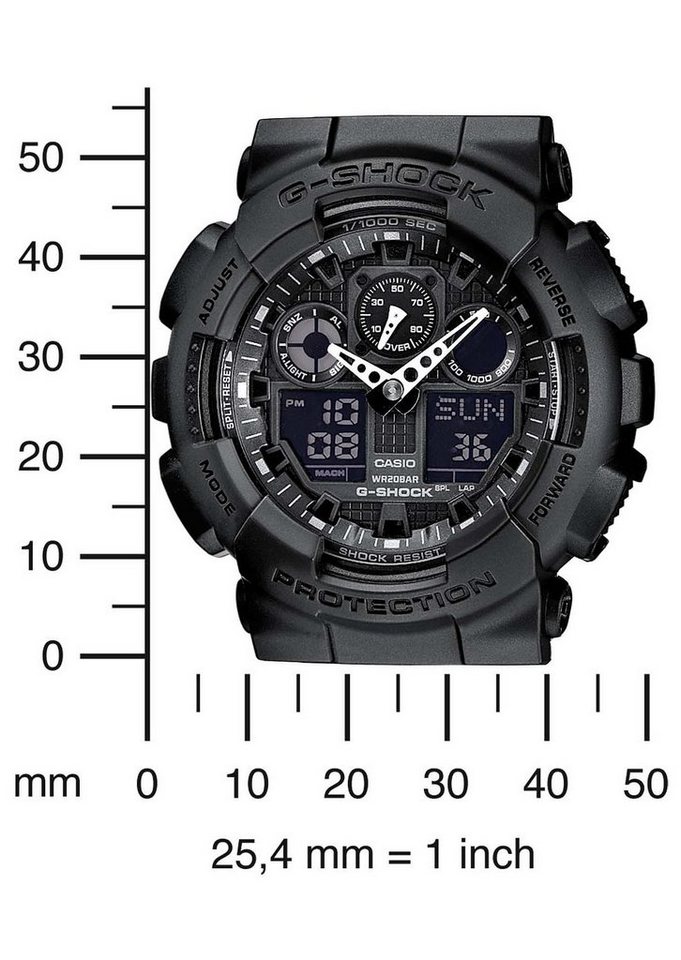 CASIO G-SHOCK Chronograph GA-100-1A1ER, Quarzuhr,Armbanduhr,Herrenuhr,digital, bis 20 bar wasserd.Resinarmband – Bild 2 von 5