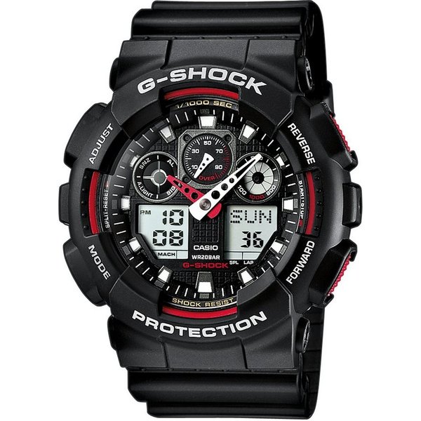 CASIO G-SHOCK Chronograph GA-100-1A4ER, Quarzuhr,Armbanduhr,Herrenuhr,digital, bis 20 bar wasserd.Resinarmband