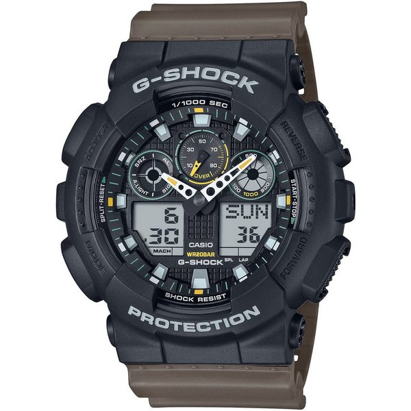 CASIO G-SHOCK Chronograph GA-100TU-1A3ER, Quarzuhr,Armbanduhr,Herrenuhr,digital, bis 20 bar wasserd.Resinarmband