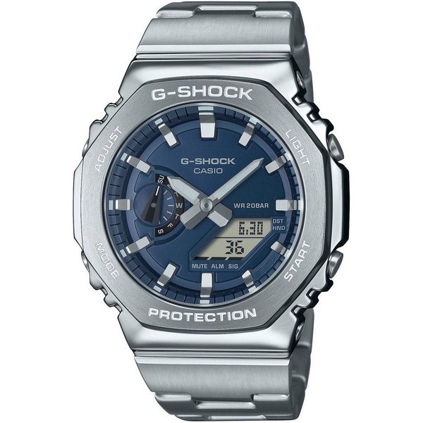 CASIO G-SHOCK Chronograph GM-2110D-2BER, Quarzuhr Armbanduhr,Herren,digital,bis 20bar wasserd.,Edelstahlarmband
