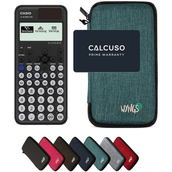 CASIO Taschenrechner fx-810DE CW ClassWiz inkl. WYNGS Schutztasche Türkis