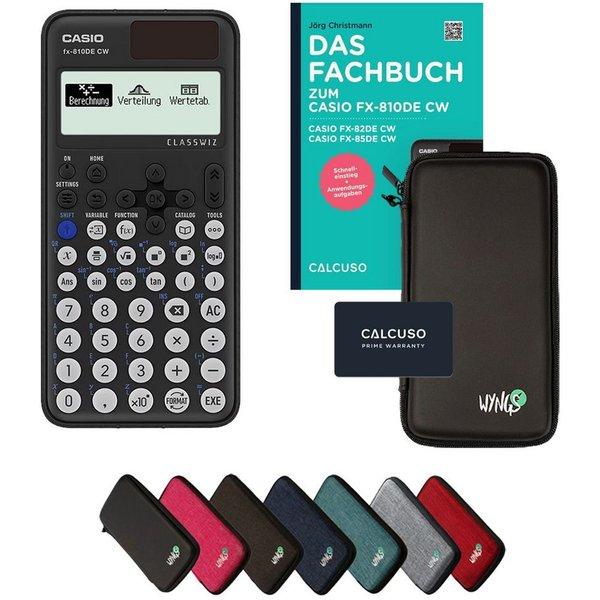 CASIO Taschenrechner fx-810DE CW inkl. Schutztasche Schwarz & Fachbuch (96 Seiten, DIN A5)