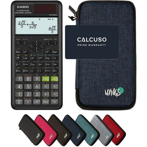 CASIO Taschenrechner fx-87DE Plus 2nd edition Classwiz inkl. WYNGS Schutztasche Blau