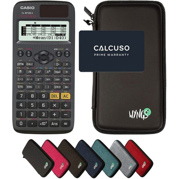CASIO Taschenrechner fx-87DE X ClassWiz inkl. WYNGS Schutztasche Schwarz