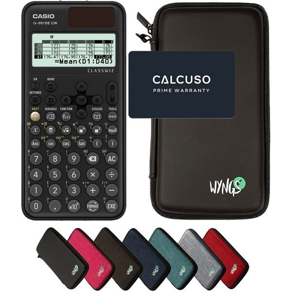 CASIO Taschenrechner fx-991DE CW ClassWiz inkl. WYNGS Schutztasche Schwarz