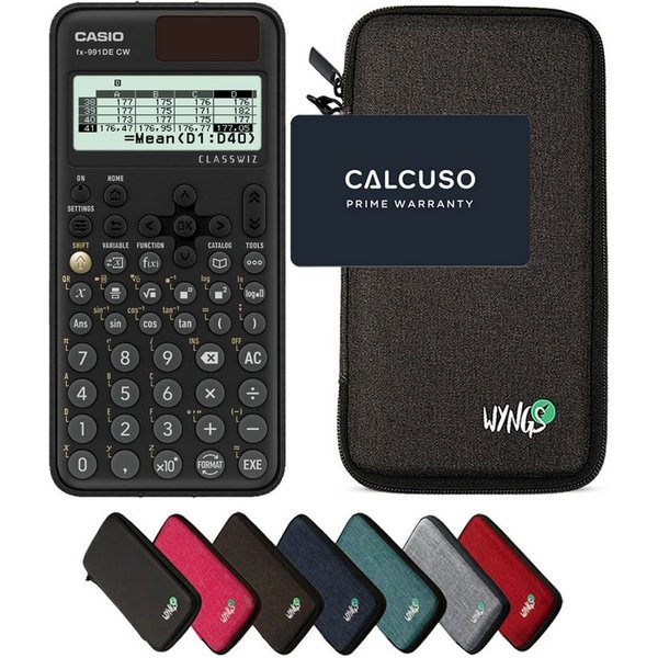 CASIO Taschenrechner fx-991DE CW ClassWiz inkl. WYNGS Schutztasche Dunkelgrau