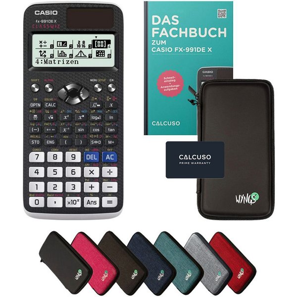 CASIO Taschenrechner fx-991DE X inkl. Schutztasche Schwarz & Fachbuch (128 Seiten, DIN A5)