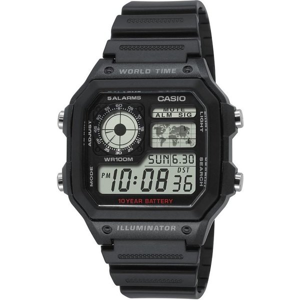 CASIO TIMELESS COLLECTION Chronograph AE-1200WH-1AVEF, Quarzuhr, Armbanduhr, Herrenuhr, Digitaluhr, bis 10 bar wasserdicht