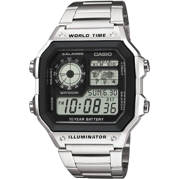 CASIO TIMELESS COLLECTION Chronograph AE-1200WHD-1AVEF, Quarzuhr, Armbanduhr, Herrenuhr, Digitalarmband, Edelstahlarmband