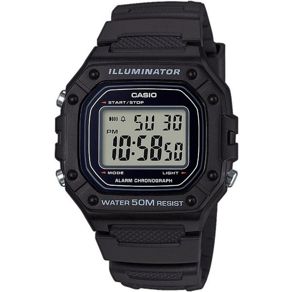 CASIO TIMELESS COLLECTION Chronograph W-218H-1AVEF, Quarzuhr, Armbanduhr, Herrenuhr,Digitaluhr, Resinarmband,Stoppfunktion