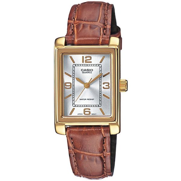CASIO TIMELESS COLLECTION Quarzuhr LTP-1234PGL-7AEG, Armbanduhr, Damenuhr, analog, Lederarmband