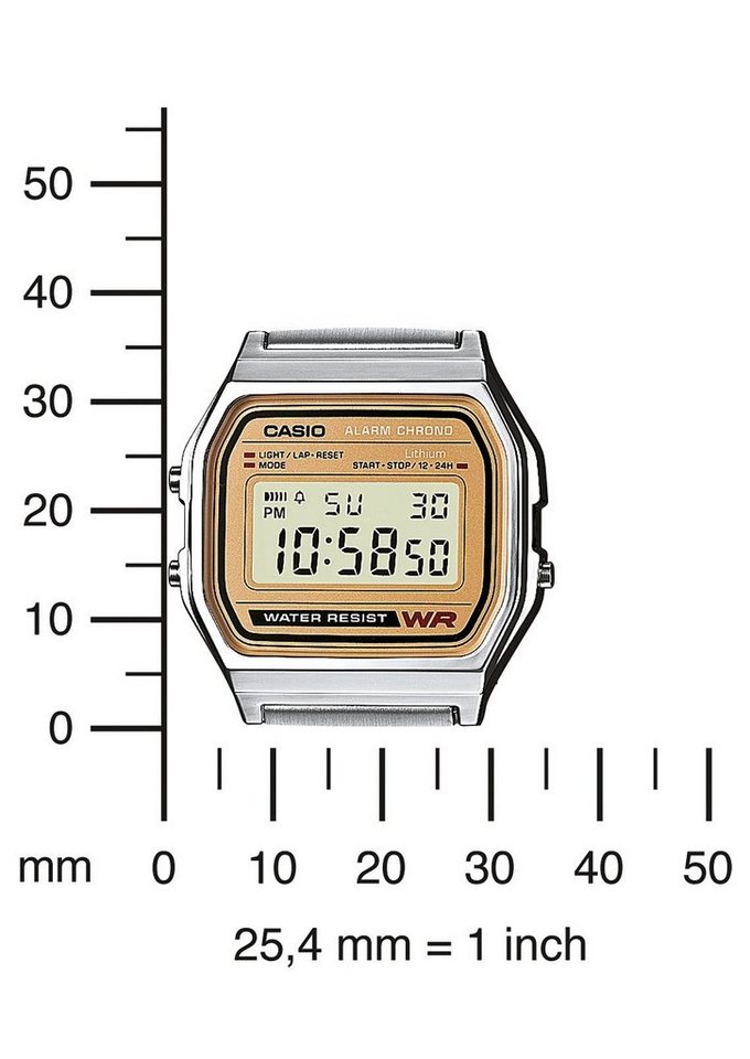 CASIO VINTAGE Chronograph A158WEA-1EF, Quarzuhr, Armbanduhr, Damenuhr, Herrenuhr, Digitaluhr,Edelstahlarmband – Bild 5 von 5