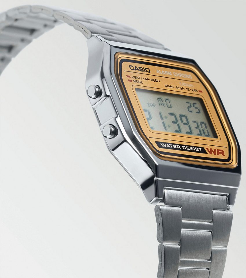 CASIO VINTAGE Chronograph A158WEA-9EF, Quarzuhr, Armbanduhr, Damenuhr, Herrenuhr, Digitaluhr,Edelstahlarmband – Bild 2 von 4