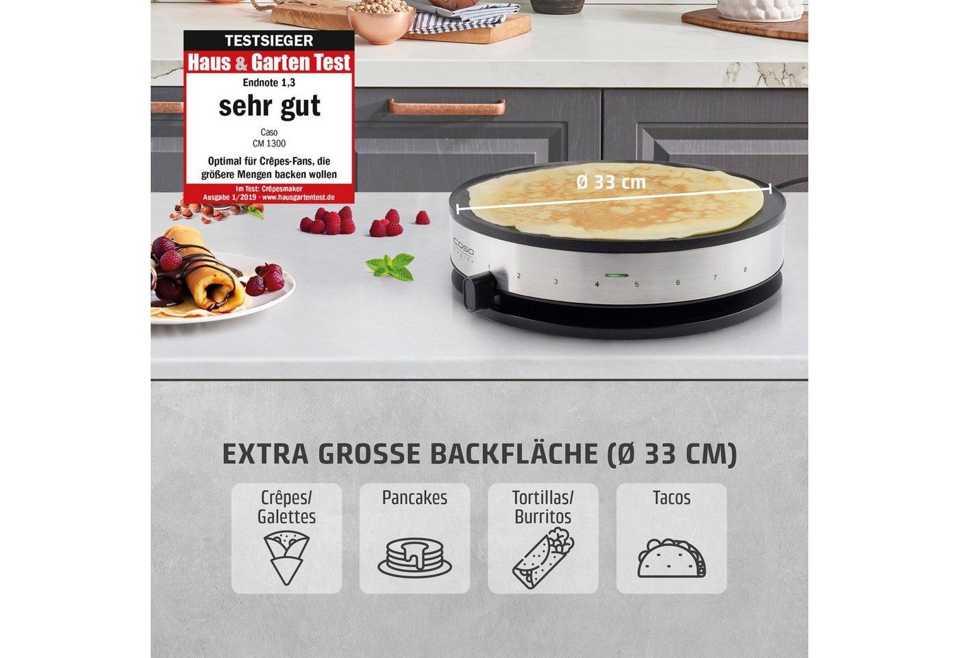Caso Crêpesmaker CM1300, 1300 W, Ø 33 cm – Bild 4 von 5