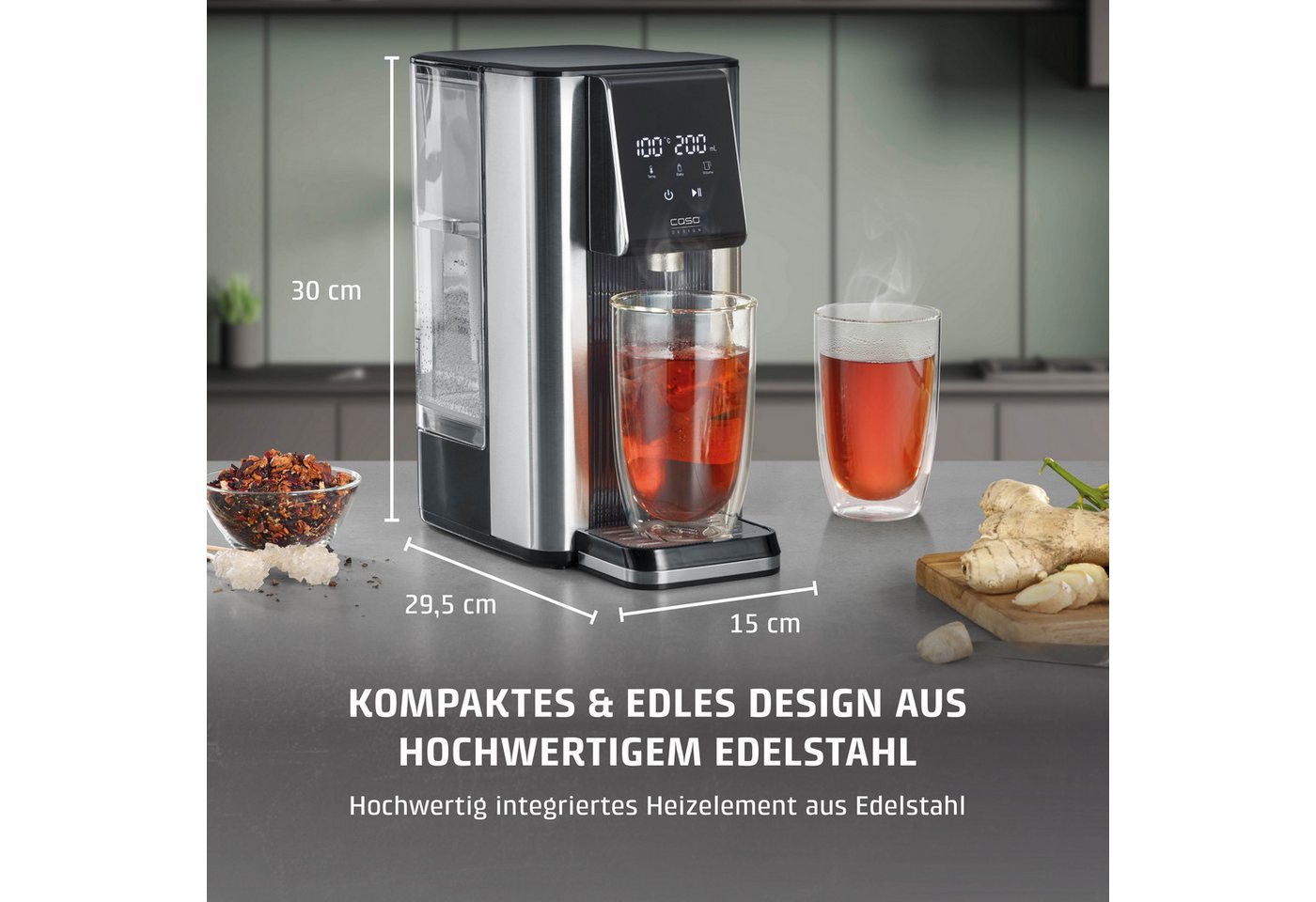 Caso Heißwasserspender HW 620, 2600 W, 13 Temperatureinstellungen, 7 Mengenausgaben – Bild 3 von 5