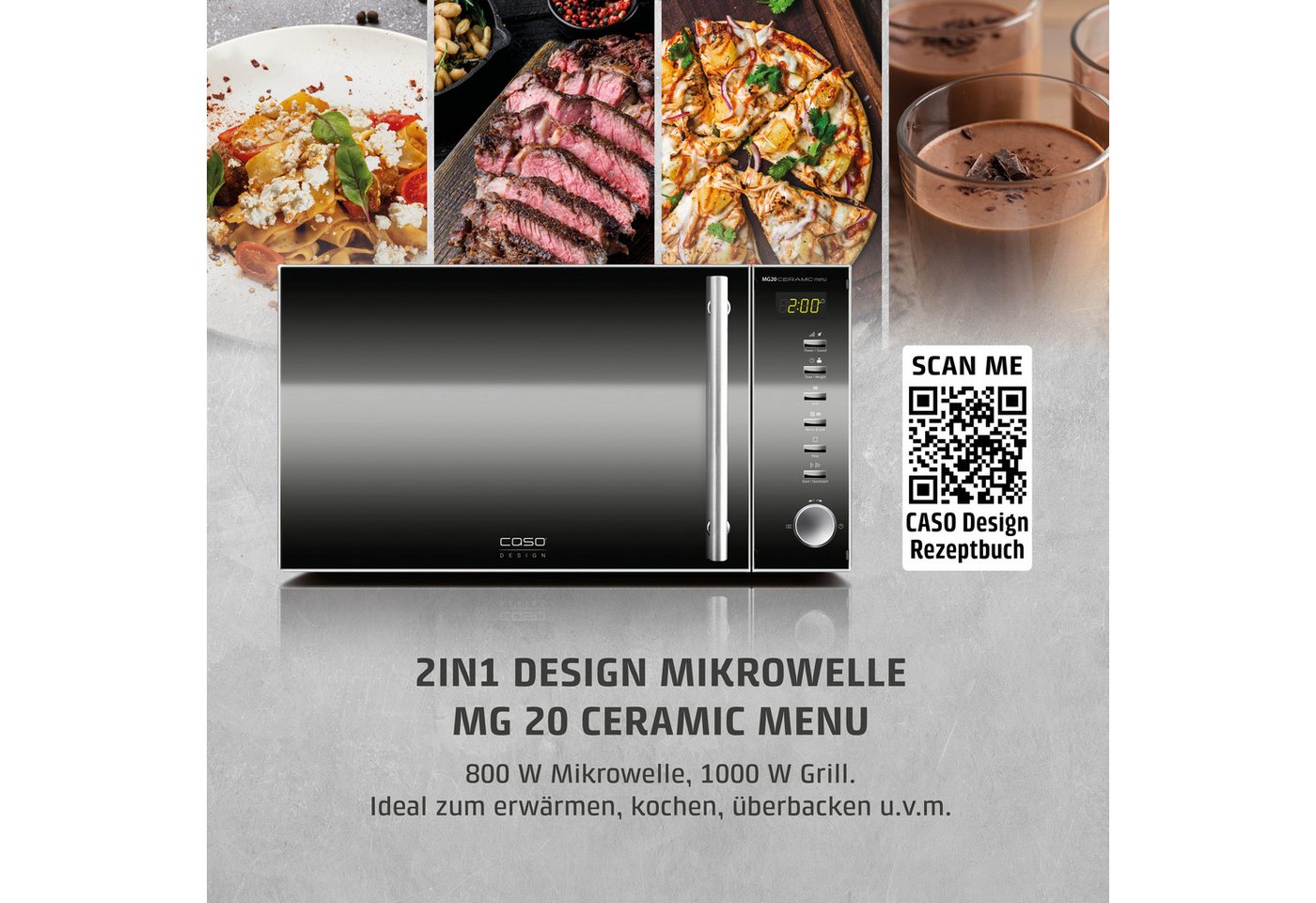 Caso Mikrowelle 3323 MG 20 Ceramic menu, Grill, 20 l, Mikrowelle + Grill – Bild 2 von 5