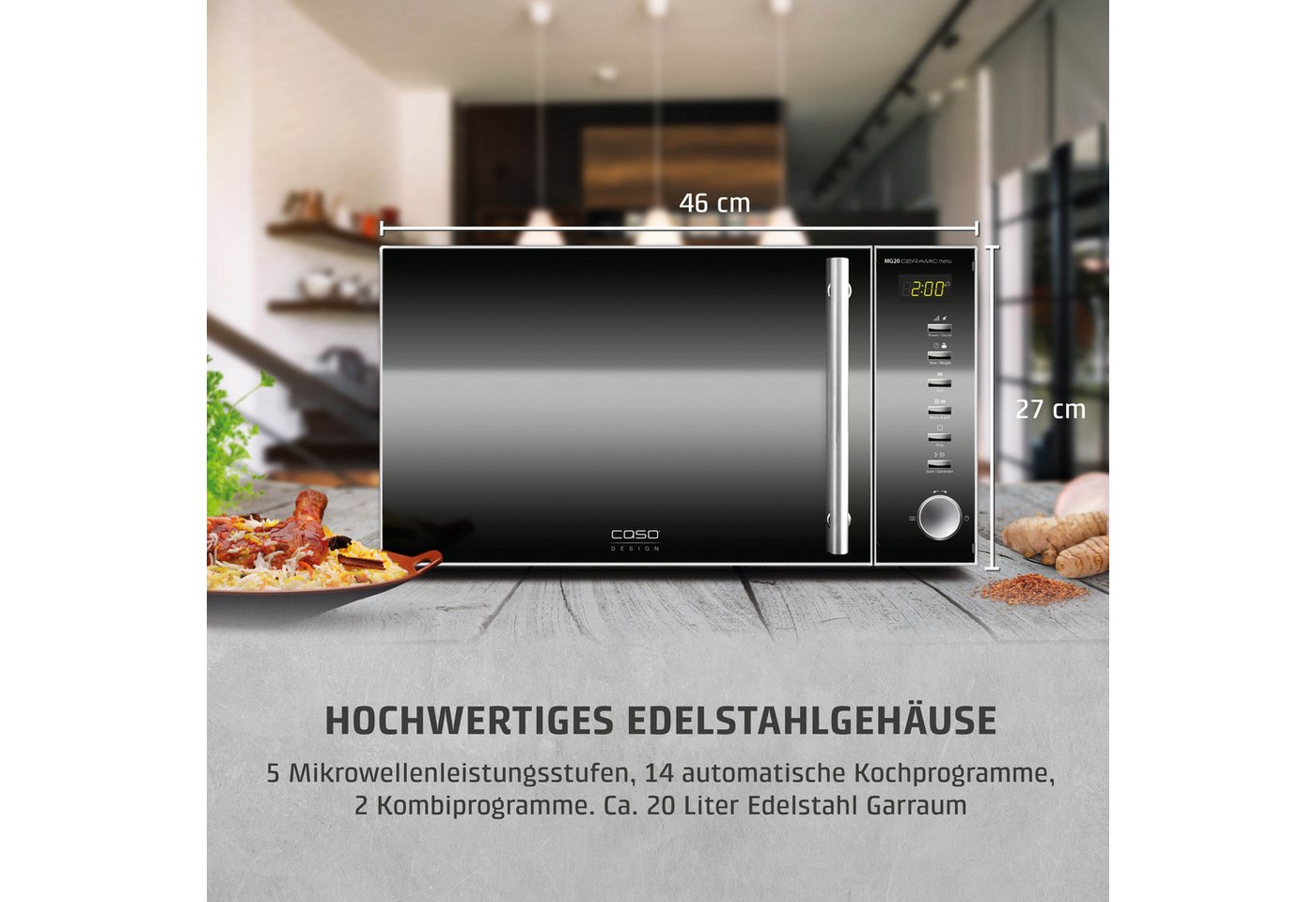 Caso Mikrowelle 3323 MG 20 Ceramic menu, Grill, 20 l, Mikrowelle + Grill – Bild 3 von 5