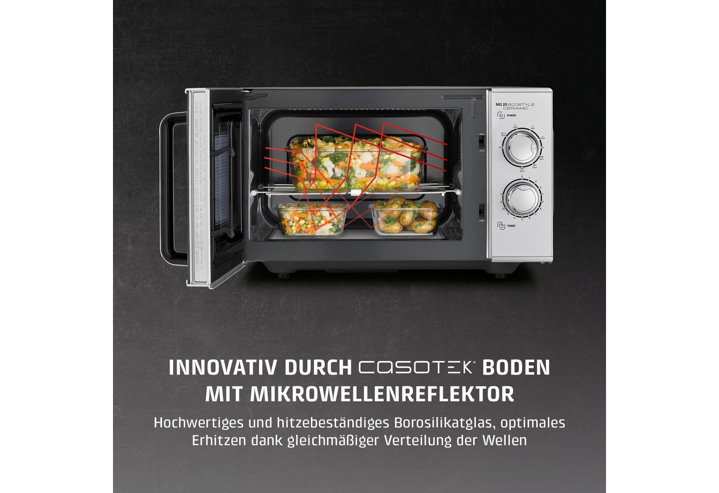 Caso Mikrowelle 3329 MG 25 Ecostyle Ceramic, Grill, Mikrowelle, 25 l, Mikrowelle und Grill – Bild 5 von 5