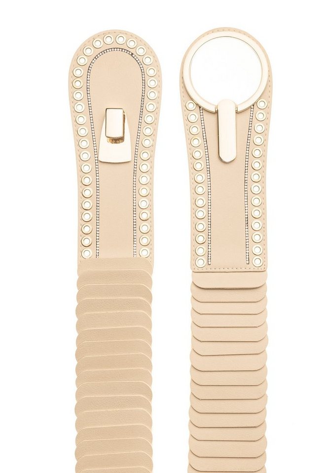 Cassandra Accessoires Taillengürtel "Eyelet" Stretchgürtel mit Ringverschluß mit Lochösen und Straßsteinen – Bild 2 von 2