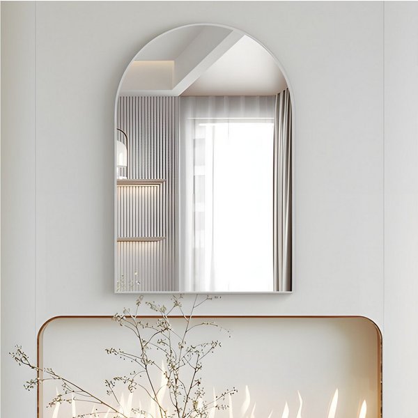 CASSILANDO Badspiegel Bogenförmiger Wandspiegel, Badezimmerspiegel, 75 * 50cm Aluminium (Packung, WandSpiegel Halbarch)
