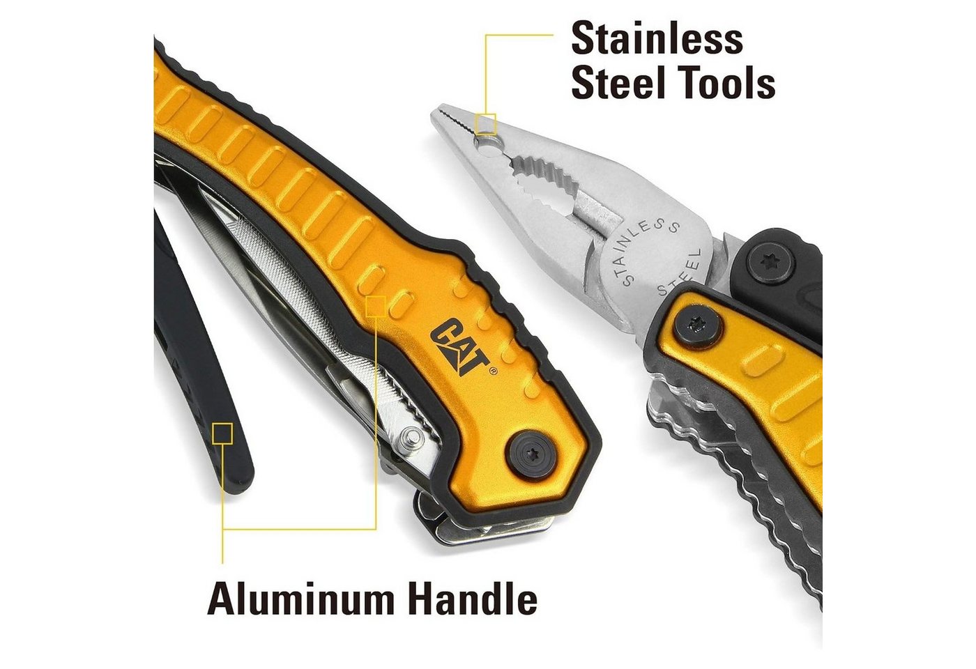 CAT Multitool Caterpillar Multitool XL mit Werkzeugen aus Edelstahl, 9 in 1 CAT-Werk – Bild 4 von 5