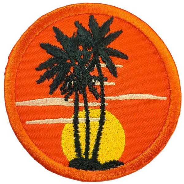 Catch the Patch Aufnäher Bügelbild, Aufbügler, Applikationen, Patches, Flicken, zum aufbügeln, Polyester, Sonnenuntergang Palme - Größe: 6 x 5 cm