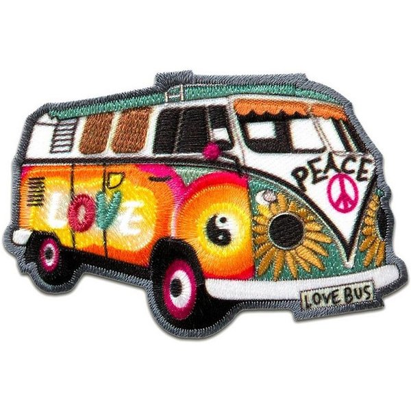 Catch the Patch Aufnäher Bügelbild, Aufbügler, Applikationen, Patches, Flicken, zum aufbügeln, Polyester, Hippie Bus Bully Love Peace Auto - Größe: 7,2 x 4,8 cm